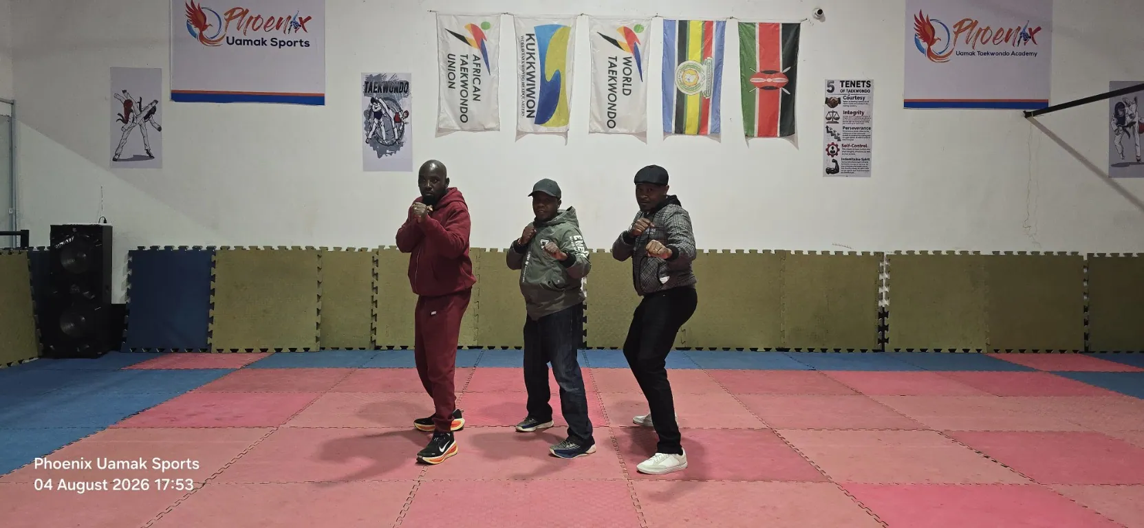 Taekwondo athletes training together at the Limuru sports hub